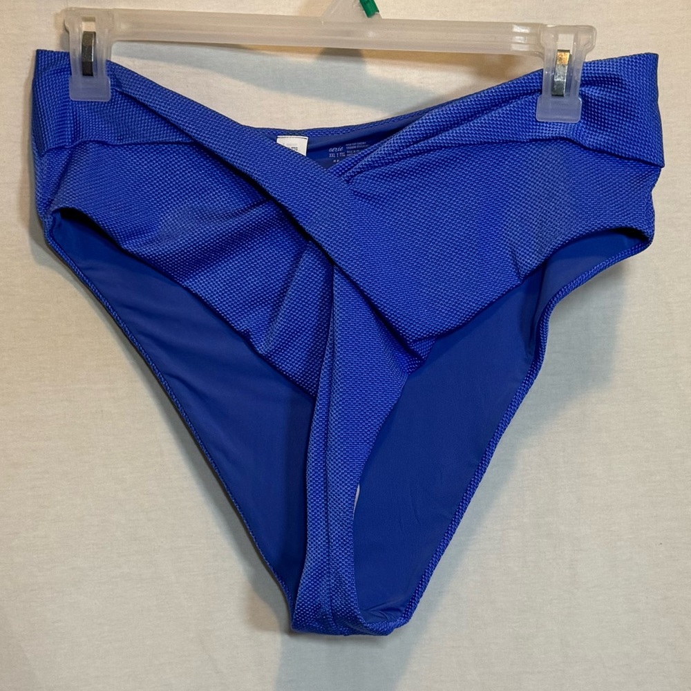 AA-312 Aerie NWOT PLUS SIZE XXL‎ High Cut Cheeky Blue Summer Swim Bikini Bottoms